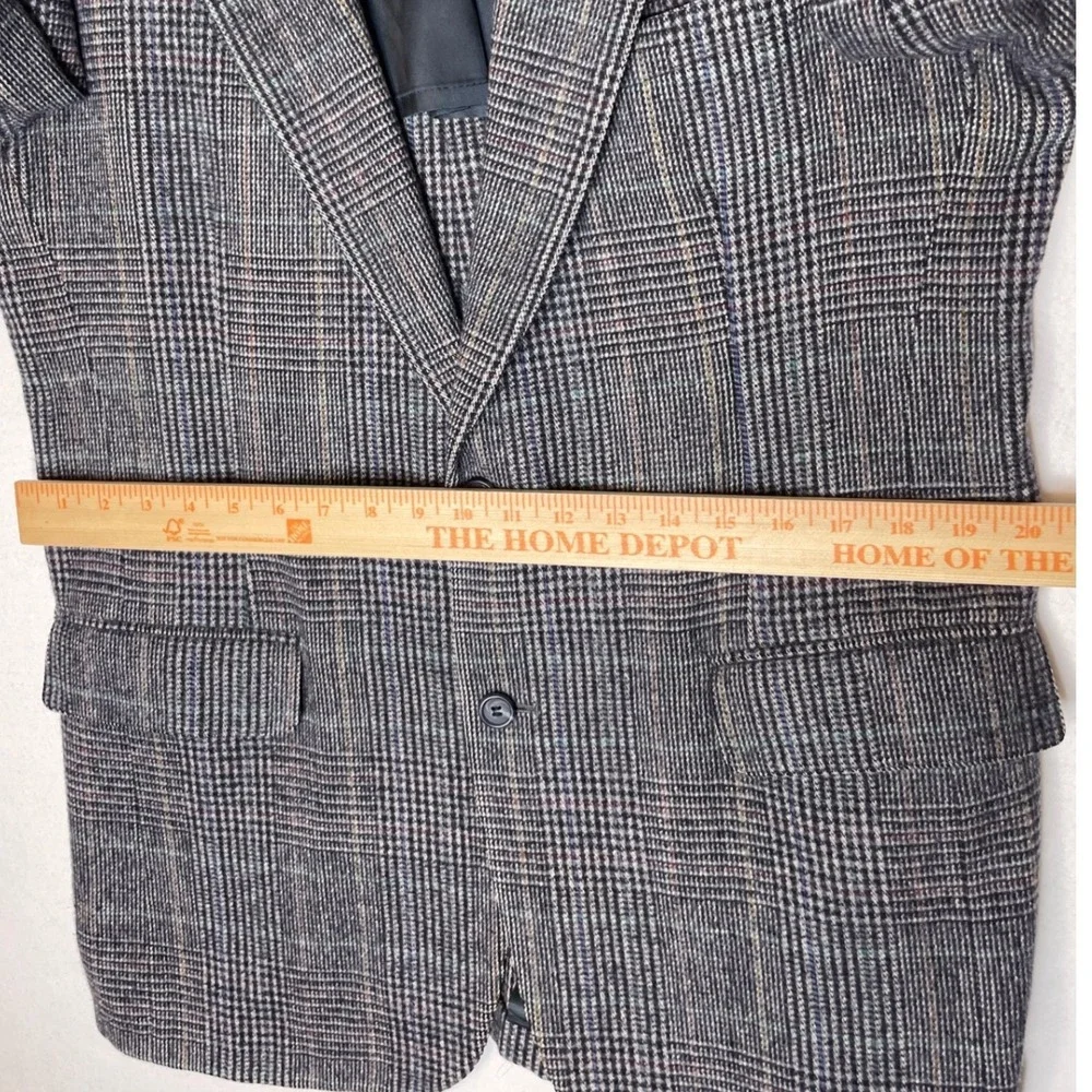 Mens Pure Wool Blazer Sport Coat Glen Plaid 40R Grey John Alexander